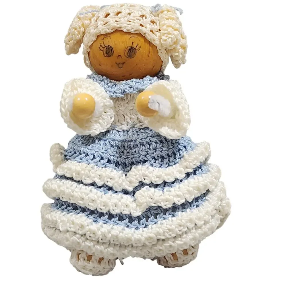 Vintage Handmade Crafted Crocheted Doll 4.5